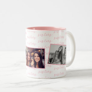 Pink Sisters Custom Photos Two-Tone Coffee Mug
