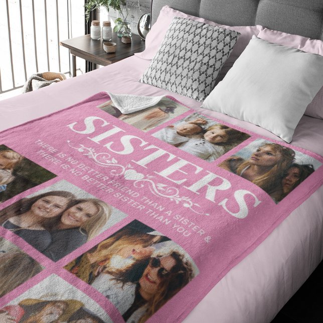 Pink Sisters Photo Collage Fleece Blanket (Creator Uploaded)