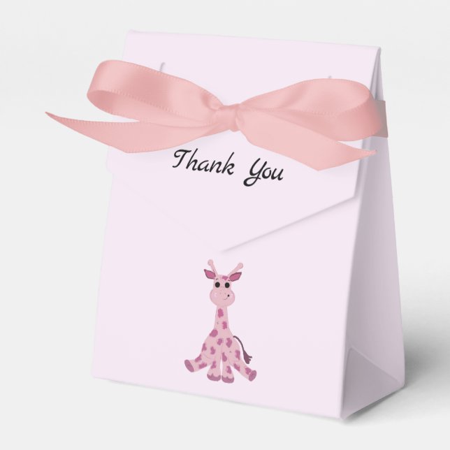 Pink Sitting Giraffe Favour Box (Front Side)