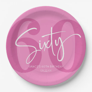 Pink Sixty 60th Sixtieth Birthday Party Paper Plate