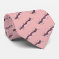 Pink Sizzling Bacon Strips Breakfast Food Tie