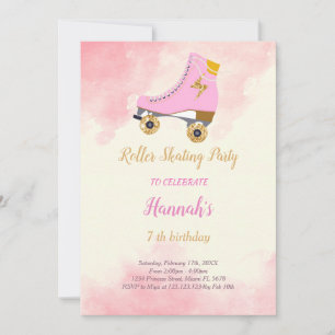 Pink skate birthday invitation