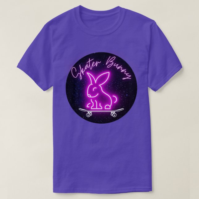 Pink Skater Bunny on Skateboard T-Shirt (Design Front)