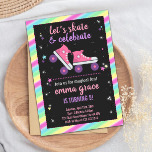 Pink Skating Birthday Invitations
