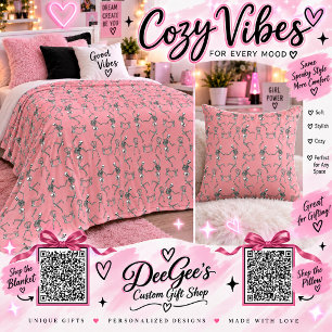 Pink Skeleton Pattern Pastel Goth Cute Halloween Cushion