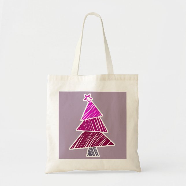 Pink Sketchy Christmas Tree Bag (Front)