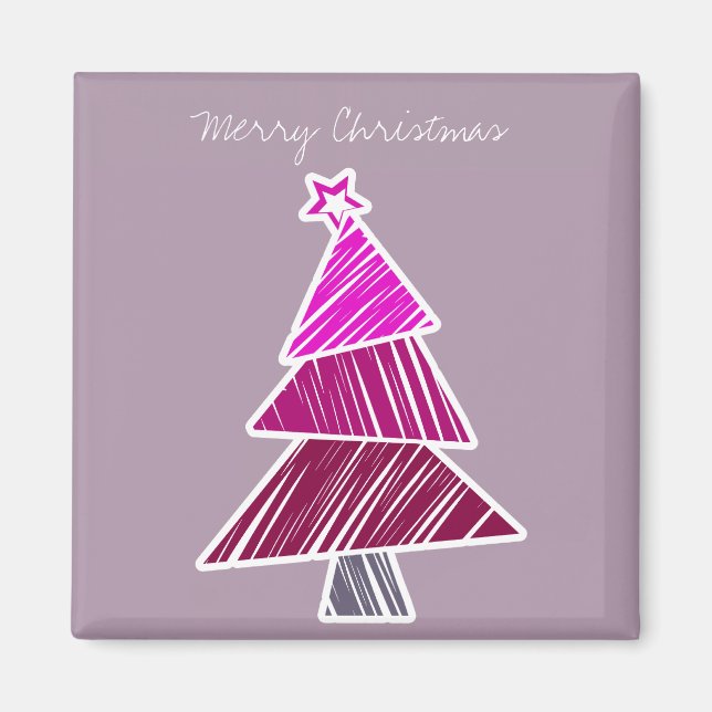 Pink Sketchy Christmas Tree magnet (Front)