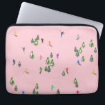 Pink Skiers Ski Opening Christmas Skiing Holiday Laptop Sleeve<br><div class="desc">Ski opening! Cool winter-themed skier pattern design with skiers skiing down alpine ski resort slopes among snow-covered fir trees in the alps. Freeride skiers are wearing colourful vintage retro ski suits, skiing downhill with skis on a pastel pink snowy mountain landscape background. Wonderful winter sports fun gift for a skier...</div>