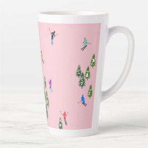 Pink Skiers Ski Opening Christmas Skiing Holiday  Latte Mug