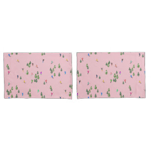 Pink Skiers Ski Opening Christmas Skiing Holiday Pillowcase