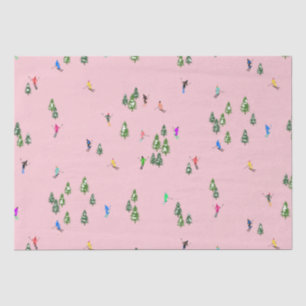 Pink Skiers Ski Opening Christmas Skiing Holiday Tissue Paper