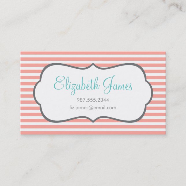 Pink Skinny Stripe Business Card (Front)