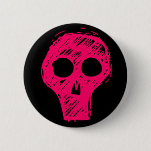 Pink Skull 6 Cm Round Badge