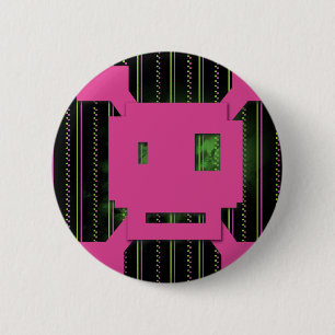 pink skull 6 cm round badge
