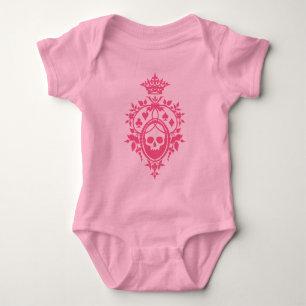 Pink Skull And Card Suits Crest Baby Bodysuit