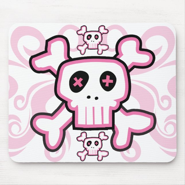 Pink Skull and Cross Bones mouse pad (Front)