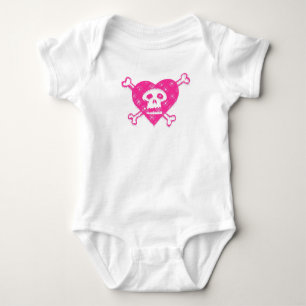Pink Skull and Crossbones Baby Bodysuit