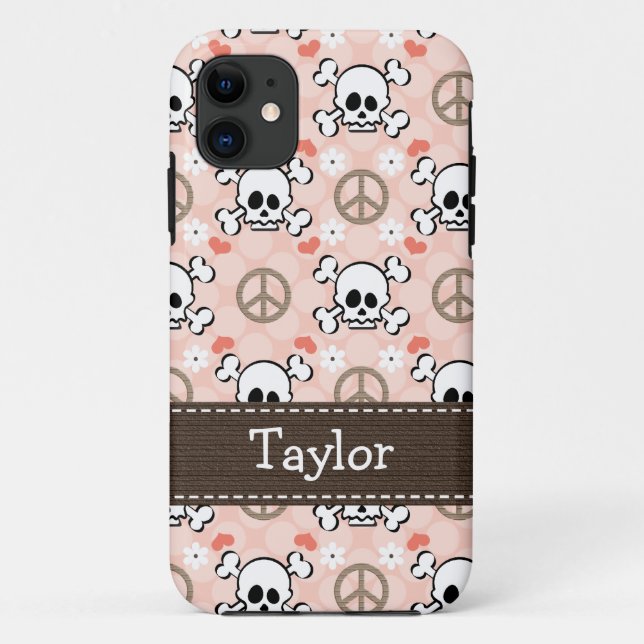 Pink Skull and Crossbones Case-Mate iPhone Case (Back)