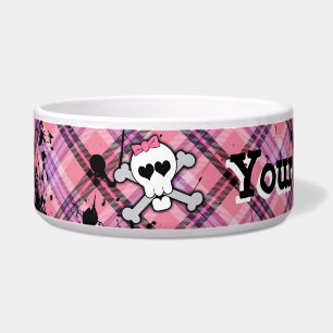 Pink Skull and Crossbones Custom Girl Big Dog Bowl