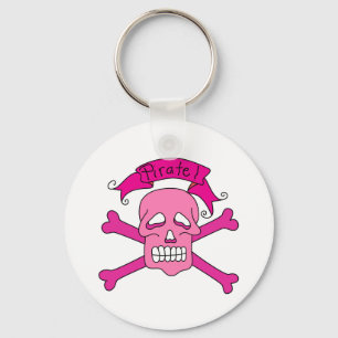 Pink Skull and Crossbones T-shirts and Gifts Key Ring