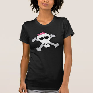 Pink Skull and Crossbones with Hearts and Bow T-Shirt