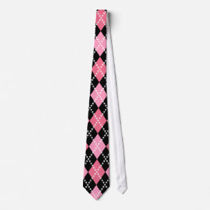 Pink Skull Argyle Tie