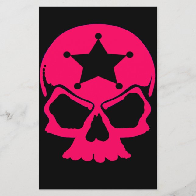 Pink Skull (black background) Stationery (Front)