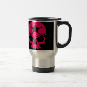 Pink Skull (black background) Travel Mug