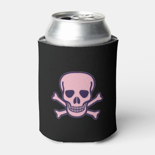 Pink Skull black can cooler 2-side (Can Front)