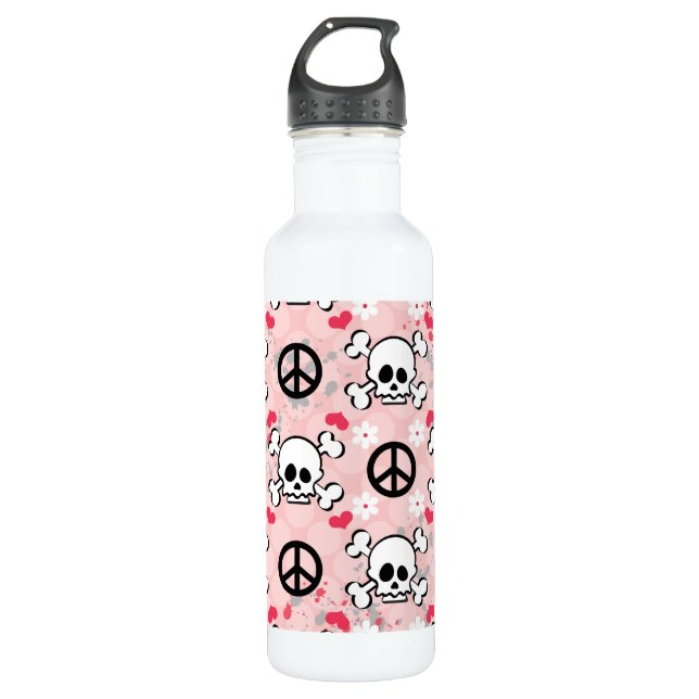 Pink Skull BPA Free 710 Ml Water Bottle (Front)