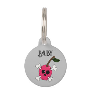Pink Skull Cherry Pet Tag