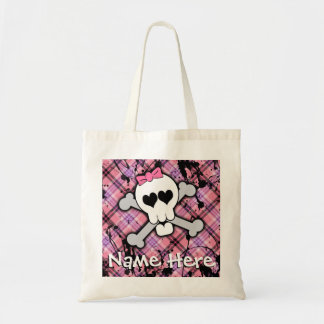 Pink Skull Crossbones Monster Halloween/Treat Tote Bag