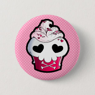 Pink Skull Cupcake 6 Cm Round Badge