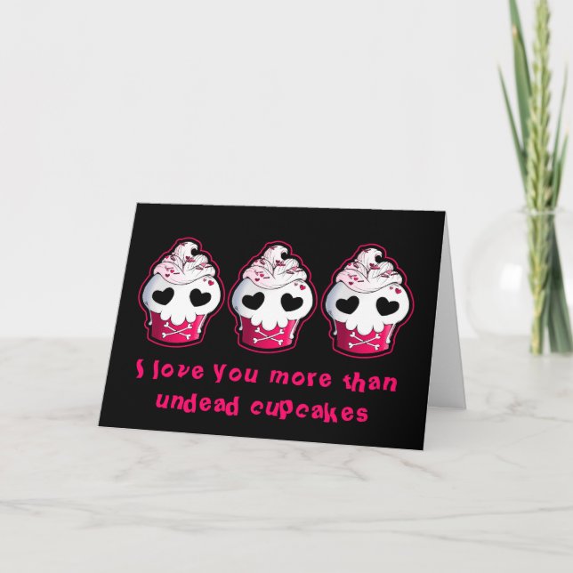 Pink Skull Cupcake Card (Front)