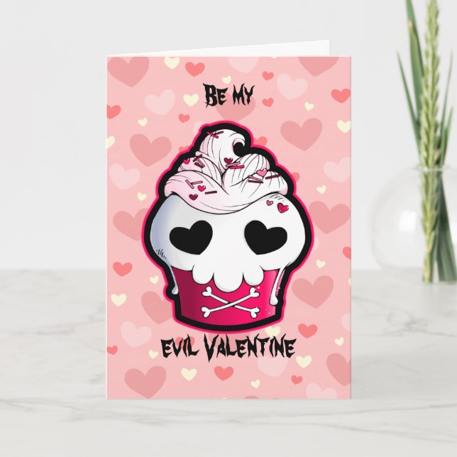 Pink Skull Cupcake Holiday Card (Front)