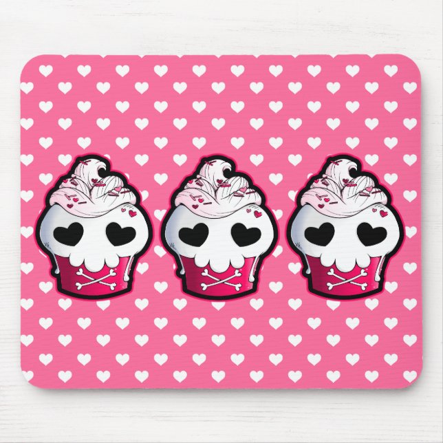 Pink Skull Cupcake Mouse Mat (Front)