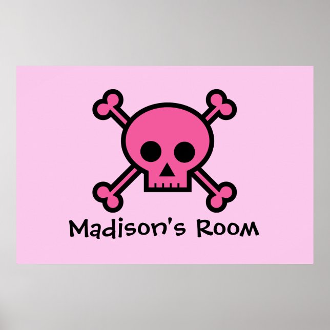 Pink Skull Custom Emo Bedroom Poster (Front)