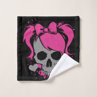 Pink Skull Girl – Dark Cute Style Wash Cloth