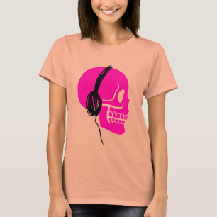 Pink Skull Headphones T-Shirt