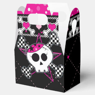 Pink Skull & Hearts Birthday Party Favour Boxes