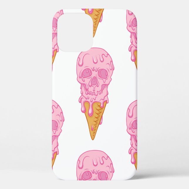 Pink skull - ice cream. Seamless pattern backgroun Case-Mate iPhone Case (Back)