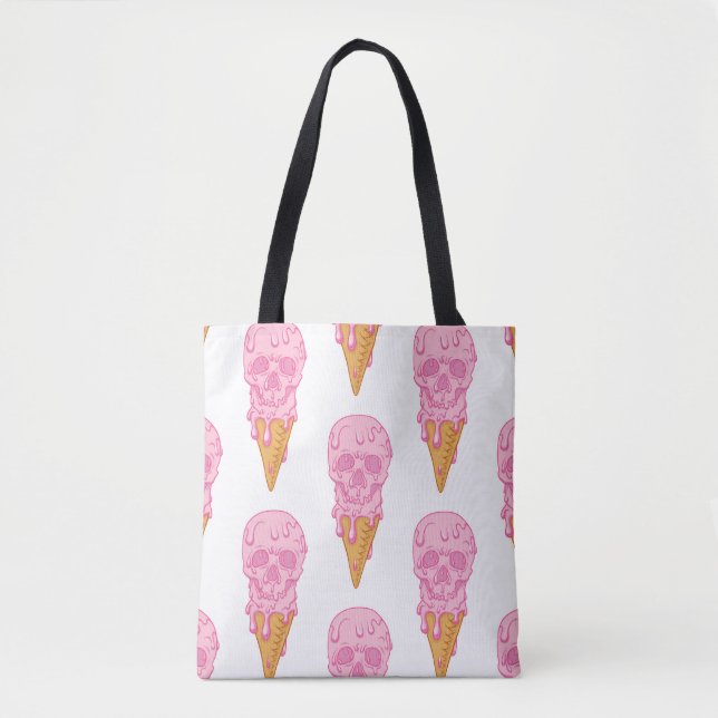 Pink skull ice cream, seamless pattern. tote bag (Front)