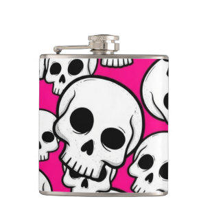 Pink Skull Pattern Flask