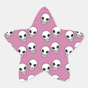 Pink Skull Print Star Sticker