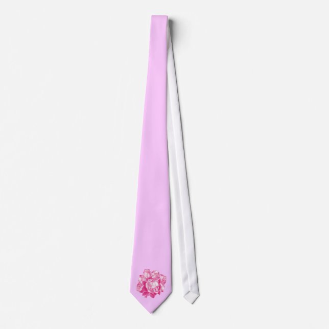 Pink Skull Roses Bouquet Tie (Front)