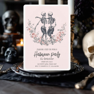 Pink Skull Scary Halloween Party Invitation
