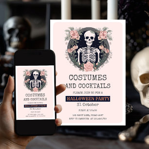 Pink Skull Scary Halloween Party Invitation