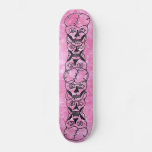 Pink skull skateboard deck