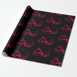 Pink Skull Sketch Pattern Wrapping Paper