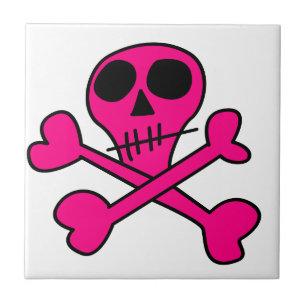 pink skull tile